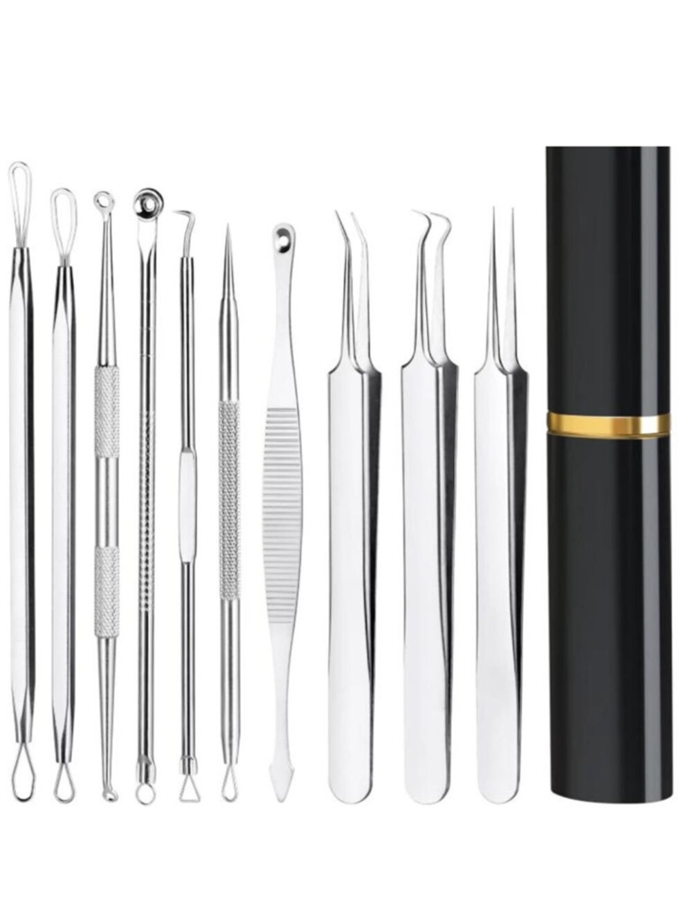 10PCS Blackhead Remover Tools Ingrown Hair Tweezers Acne Pore Cleaner